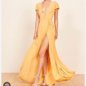 Reformation, Maxi wrap, yellow, short sleeve dress